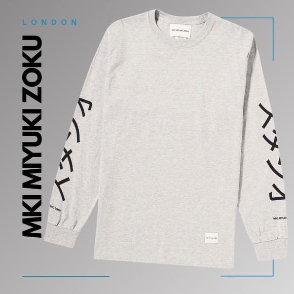 MKI MIYUKI ZOKU Other - MKI MIYUKI ZOKU Men's Gray Long Sleeve Arm Symbol Tee - LARGE
